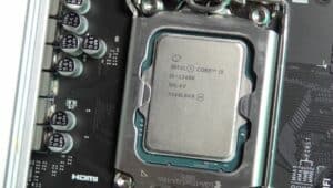 Intel Core i3 CPU on motherboard
